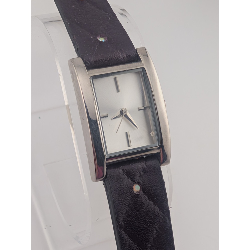 Xhilaration Watch Women 21mm Silver Case Purple Faux Leather Band- New Battery
